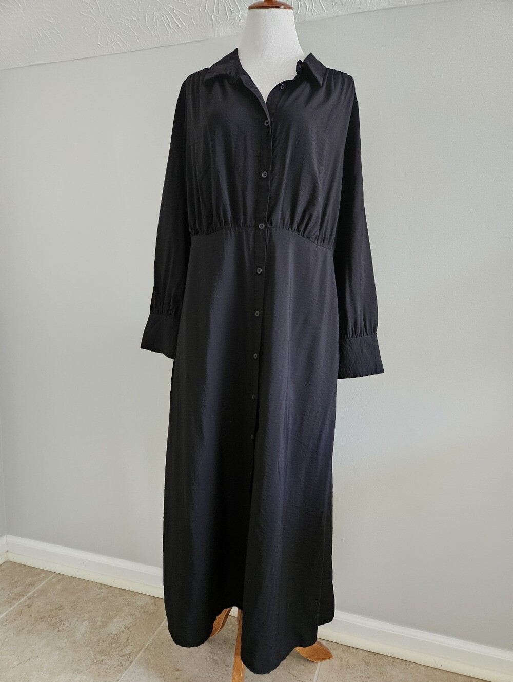 a. new day | Classic Black Button-Front Dress